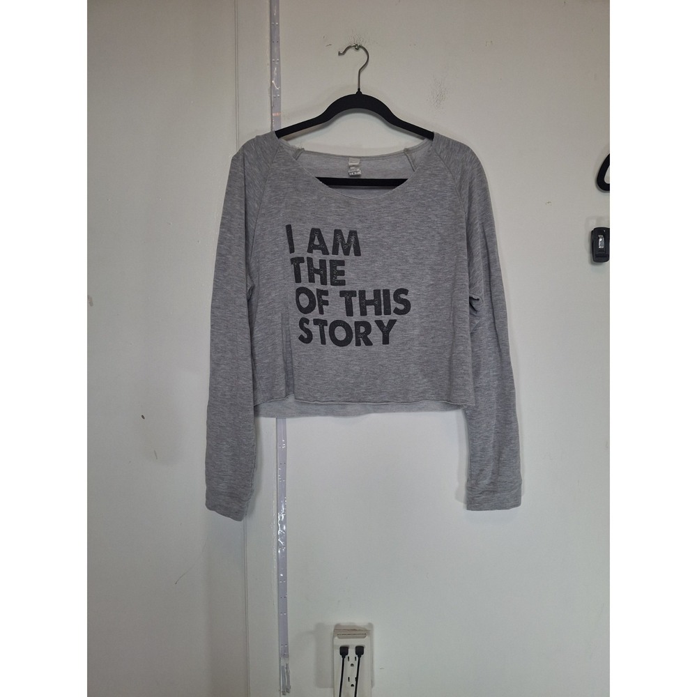 VIMMIA Grey Cropped Graphic Sweatshirt "I Am The..." Size S